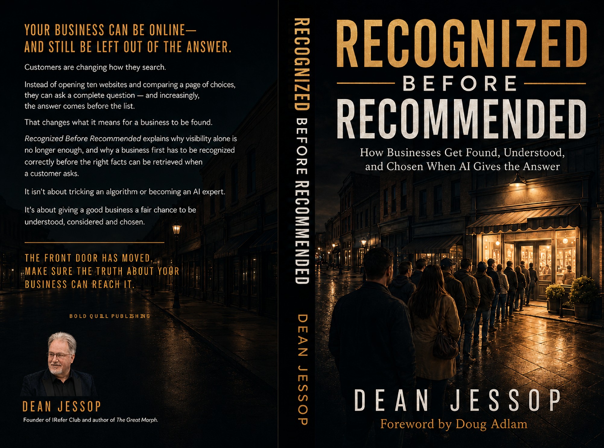 Full back, spine, and front cover of Recognized Before Recommended
